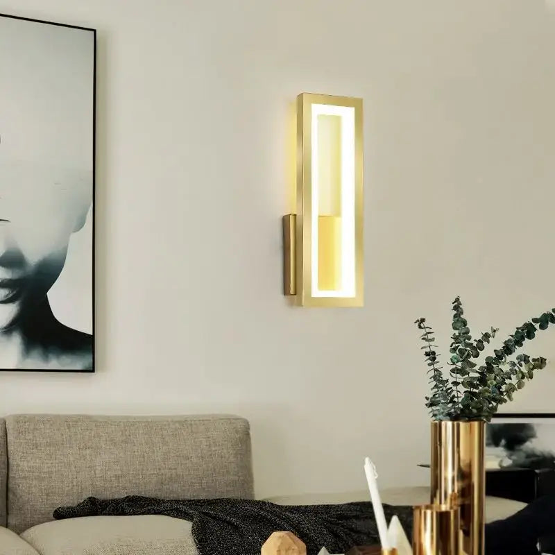 Modern black led wall sconce with gold frame and glowing illuminated interior ideal for bedroom wall decorbites led wall lighting