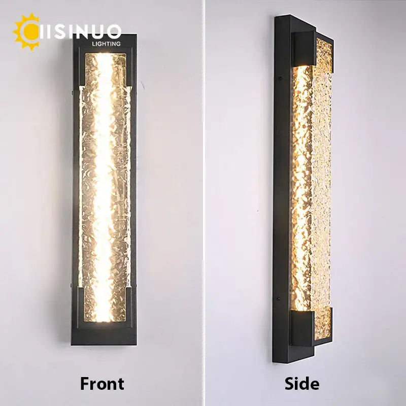 Modern black led wall sconce with decorbites dimmable textured amber glass panel for elegant lighting decorbites dimmable led