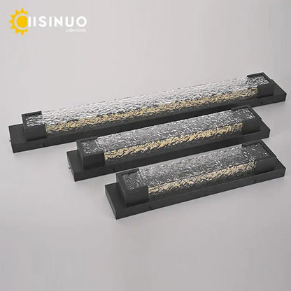 Set of three modern black wall sconce with textured amber glass panels for decorbites dimmable led lighting