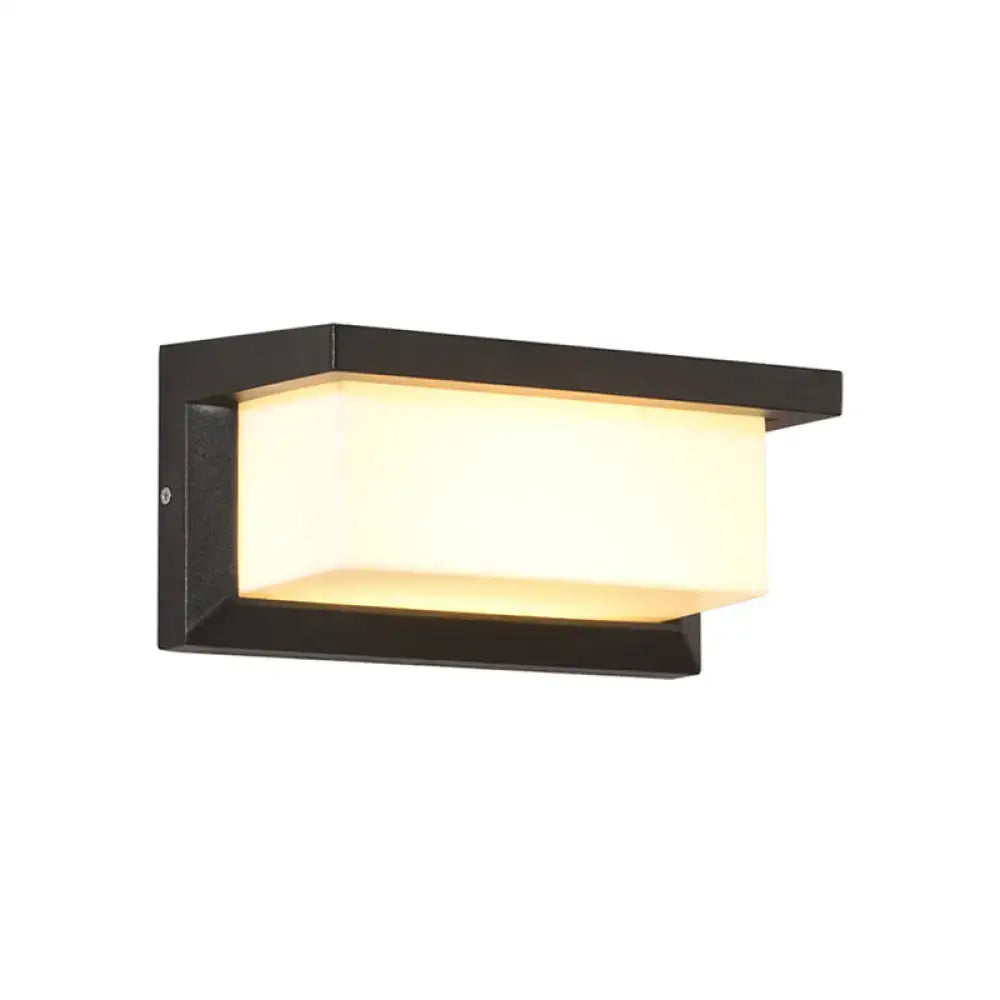 Modern black led wall sconce outdoor light with maximum bulb wattage 10w and warm diffused glow from frosted glass panel