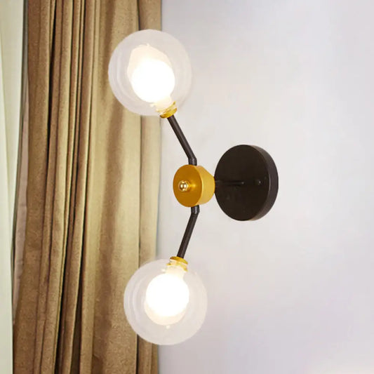 DecorBites™ DecorBites™ Modern Black LED Wall Sconce with Clear Glass Shade - 2 Lights for Bedroom