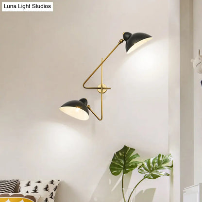 DecorBites™ DecorBites™ Modern Black LED Wall Sconce with Dome Metal Shade - 2 Lights for Bedroom