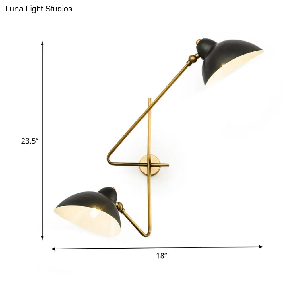 DecorBites™ DecorBites™ Modern Black LED Wall Sconce with Dome Metal Shade - 2 Lights for Bedroom