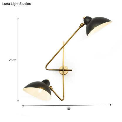 DecorBites™ DecorBites™ Modern Black LED Wall Sconce with Dome Metal Shade - 2 Lights for Bedroom