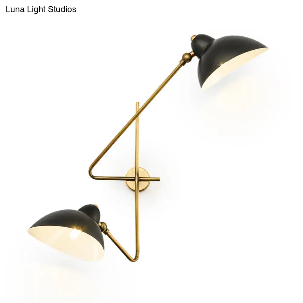 DecorBites™ DecorBites™ Modern Black LED Wall Sconce with Dome Metal Shade - 2 Lights for Bedroom