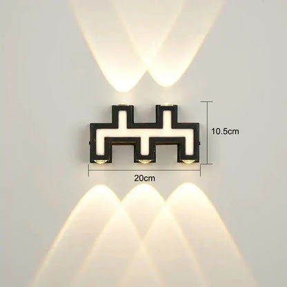 Modern black letter ip65 led wall lamp with three angled warm white beams for garden decorbites ip65 led sconce