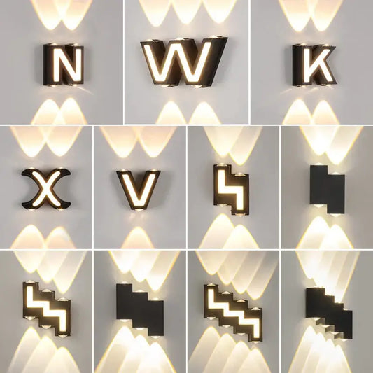Modern black letter led wall lamp featuring decorbites ip65 led illuminated design for garden waterproof sconce