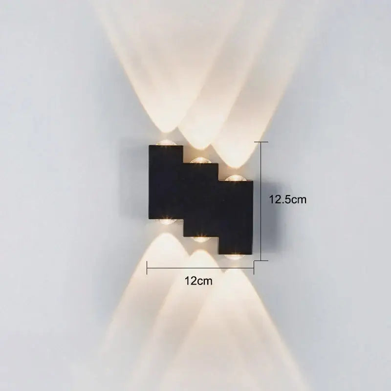 Modern black letter led wall lamp with four warm white lights ip65 led wall waterproof sconce decorbites ip65 led