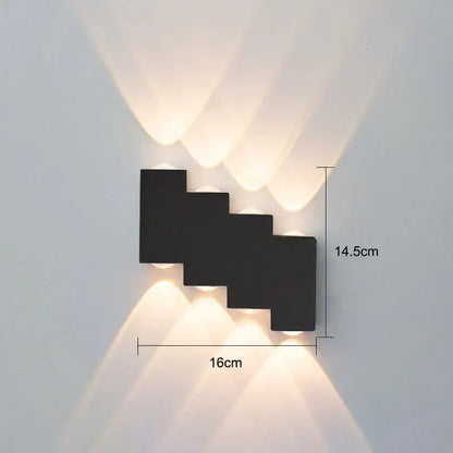 Modern black letter led wall lamp garden waterproof sconce with four angled lights and decorbites ip65 led illumination