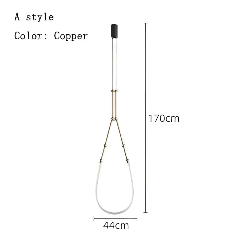 Modern black line chandelier dining room led light strands with a copper metal leash and black handle for decorbites leda black