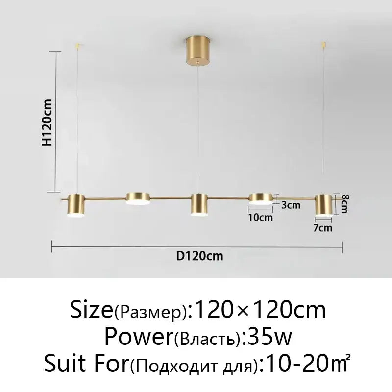 Modern black linear dimmable led ceiling chandelier with gold-toned cylindrical bulbs and sleek metallic finish by decorbites
