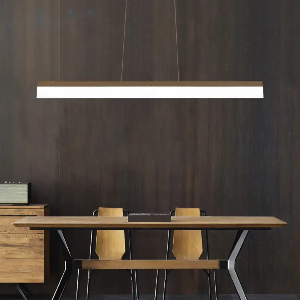 DecorBites modern LED coffee suspension lamp with warm wood frame and bright white LED strip light fixture for restaurants