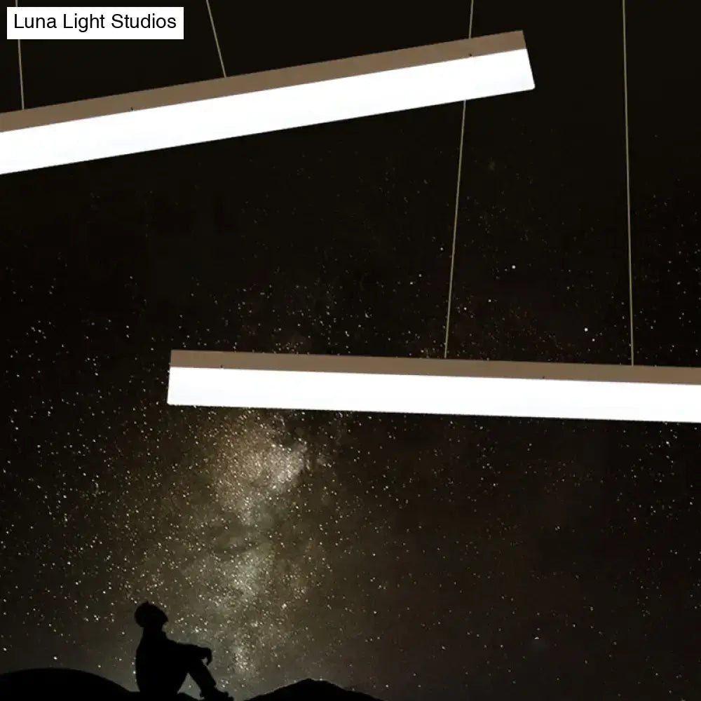 Two sleek acrylic rectangular led light fixtures of decorbites™ suspension lamp hang against starry sky with remote control