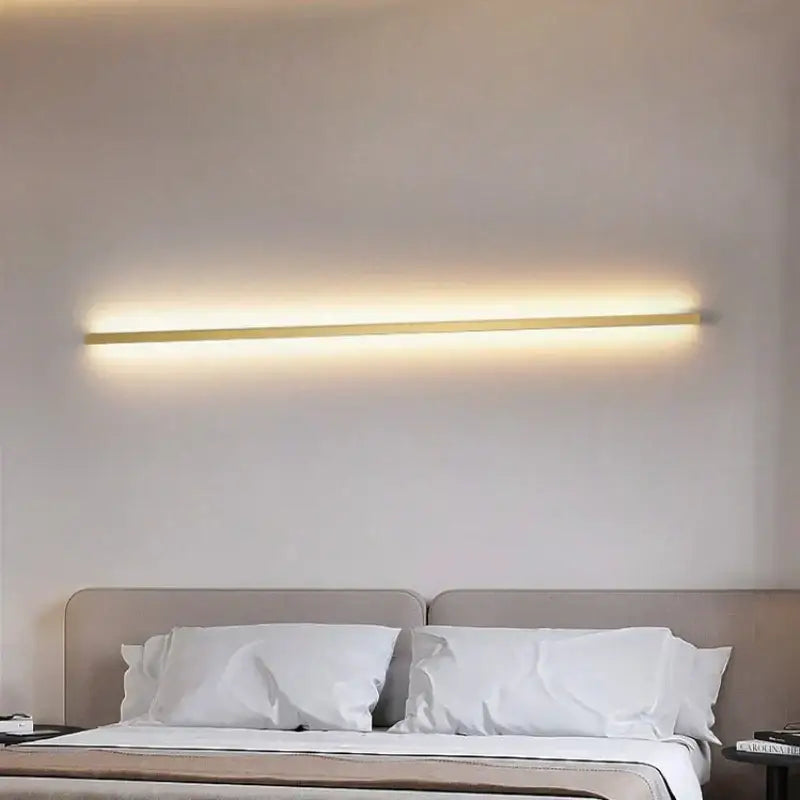 Modern black linear decorbites led wall sconce with sleek rectangular design and warm white light for bedroom dimming wall lights