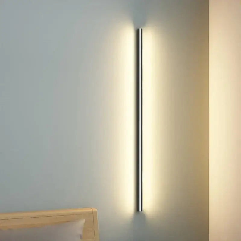 Modern black linear led wall lights dimming with sleek finish and warm diffused light for bedroom decorbites led wall