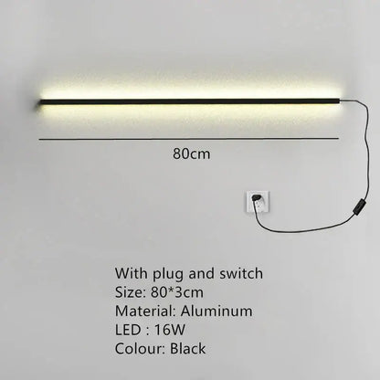 Modern black aluminum led wall sconce with 16w lighting and wall lights dimming ideal for bedroom decorbites led wall