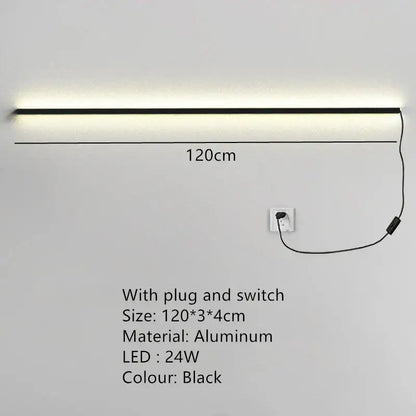 Modern black aluminum decorbites led wall light with sleek design 120cm length wall lights dimming for bedroom sconce