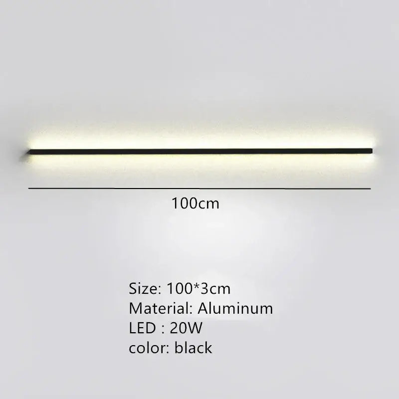 Modern black aluminum led wall lights dimming 100cm long bedroom sconce from decorbites led wall collection
