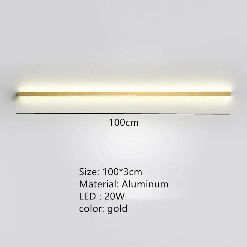 Gold-colored slim aluminum led wall sconce with modern rectangular design for bedroom decorbites led wall lights dimming