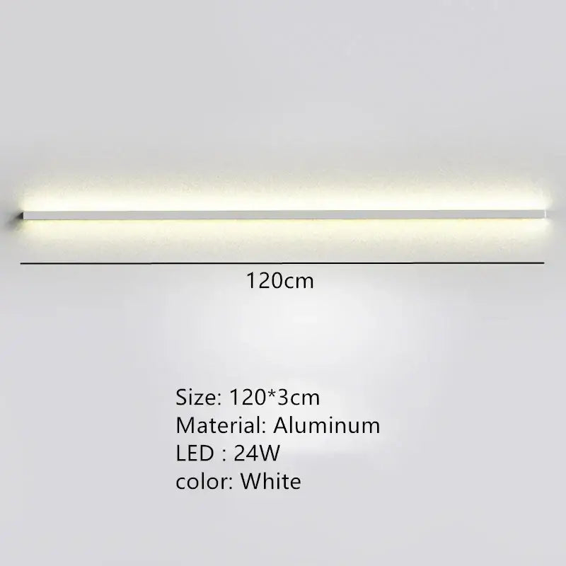White aluminum led strip light 120cm long for modern black linear led wall lights dimming bedroom sconce decorbites led wall
