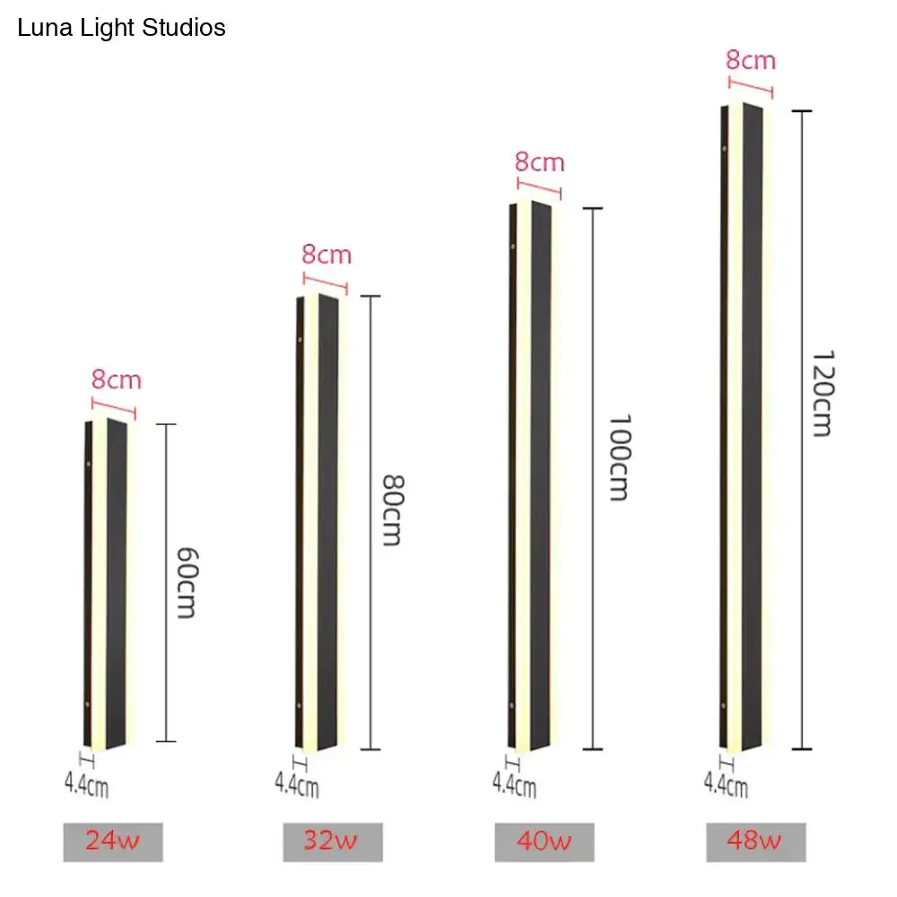 Four slim black and cream aluminum led light strips of DecorBites™ outdoor waterproof wall mounted lamp for garden use