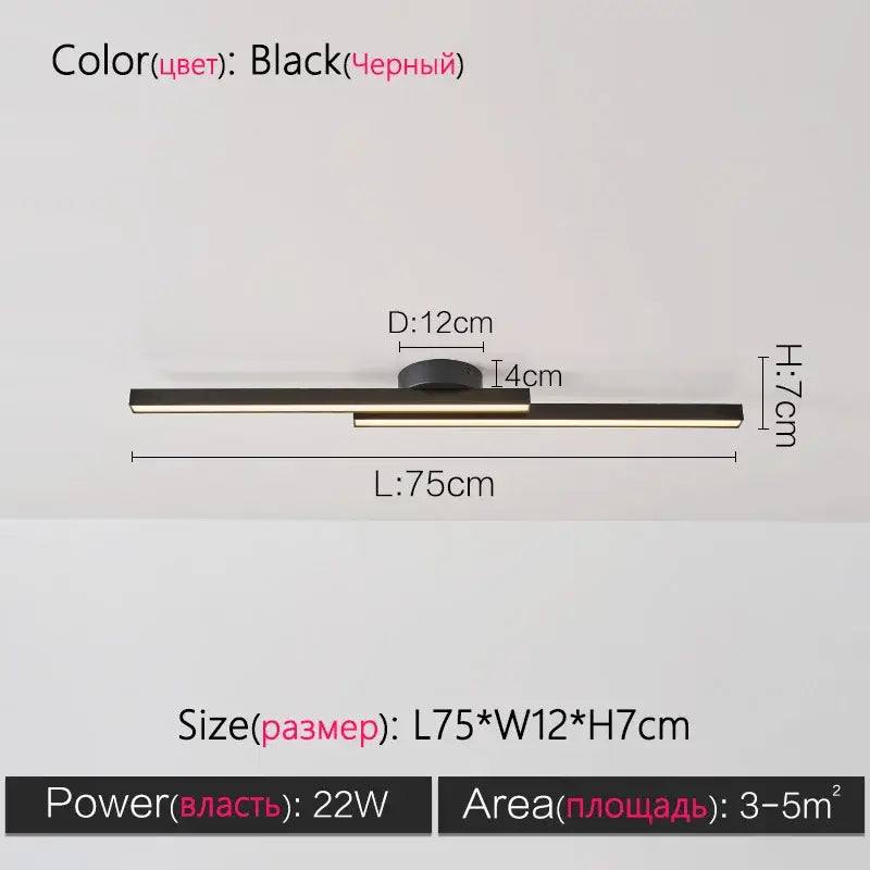 Modern black linear nordic ceiling lamp with sleek minimalist design and slim profile for living room ceiling lamp