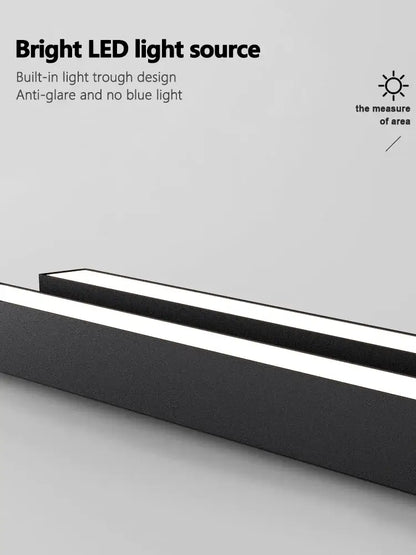 Modern black linear nordic ceiling lamp with sleek rectangular led strip light and bright white illumination for living room