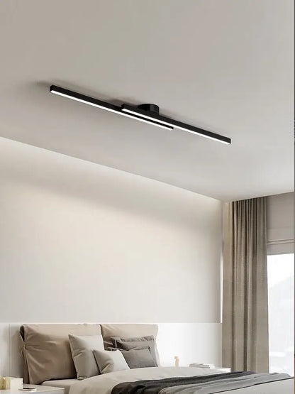 Modern black linear nordic ceiling lamp with sleek minimalist design ideal for living room ceiling lamp lighting