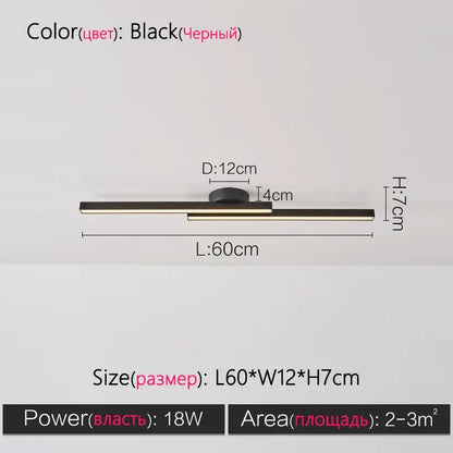 Modern black linear nordic ceiling lamp with minimalist led design and gold accent trim for living room ceiling lamp
