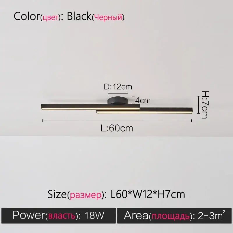 Modern black linear nordic ceiling lamp with minimalist led design and gold accent trim for living room ceiling lamp