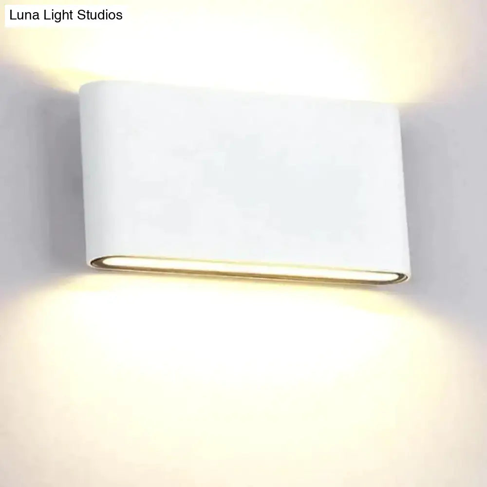 White rectangular modern luna outdoor wall light with warm led lighting for sleek outdoor wall illumination