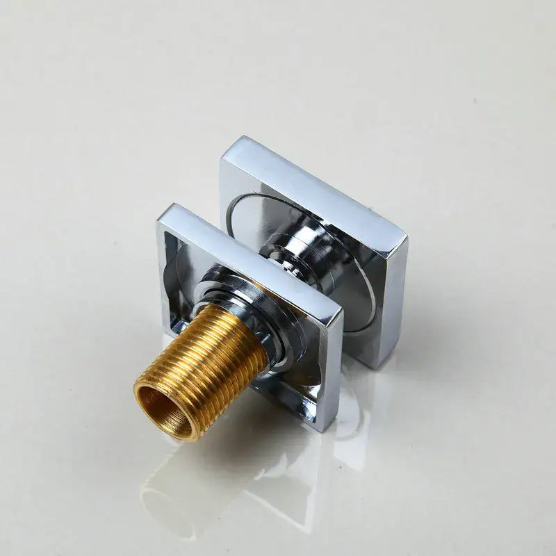 Chrome-finished square showerhead mounting bracket with brass-threaded connection for decorbites black massage shower faucet