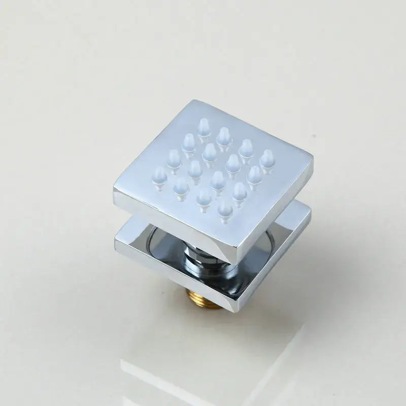 Modern black massage shower faucet with square chrome showerhead featuring white plastic nozzles for decorbites black massage