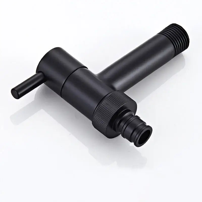 Black matte bathroom corner faucet adapter with lever handle and threaded connections for decorbites copper bathroom use