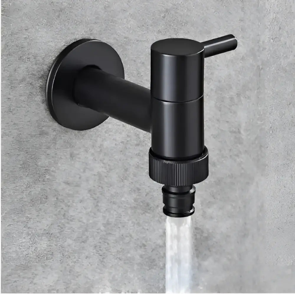 Modern black matte bathroom corner faucet with threaded hose connection ideal for decorbites copper bathroom use