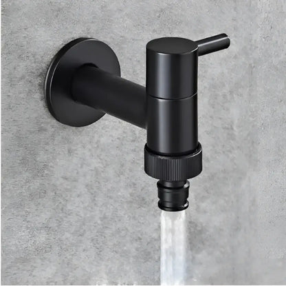 Modern black matte bathroom corner faucet with threaded hose connection ideal for decorbites copper bathroom use