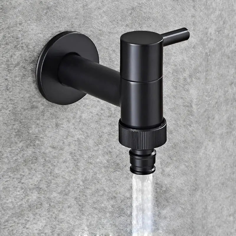 Modern black matte bathroom corner faucet with integrated hose connector suitable for decorbites copper bathroom decor