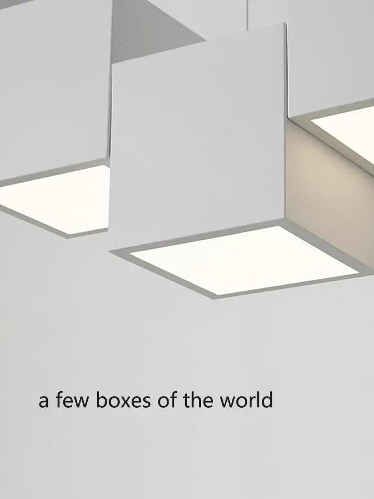 Modern black matte cube pendant lights with integrated led panels for decorbites geometric dining room lighting