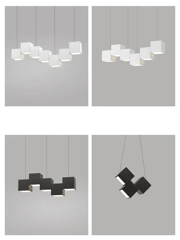 Modern black matte cube pendant lights with geometric design in decorbites geometric dining room setting