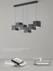 Modern black matte cube pendant lights with geometric design for decorbites geometric dining room lighting