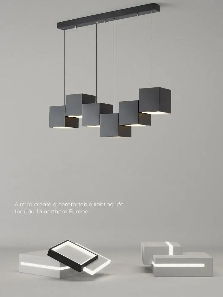 Modern black matte cube pendant lights with geometric design for decorbites geometric dining room lighting