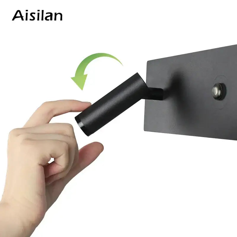 Modern black matte led wall sconce with adjustable arm designed as a bedroom reading light wall sconce fixture