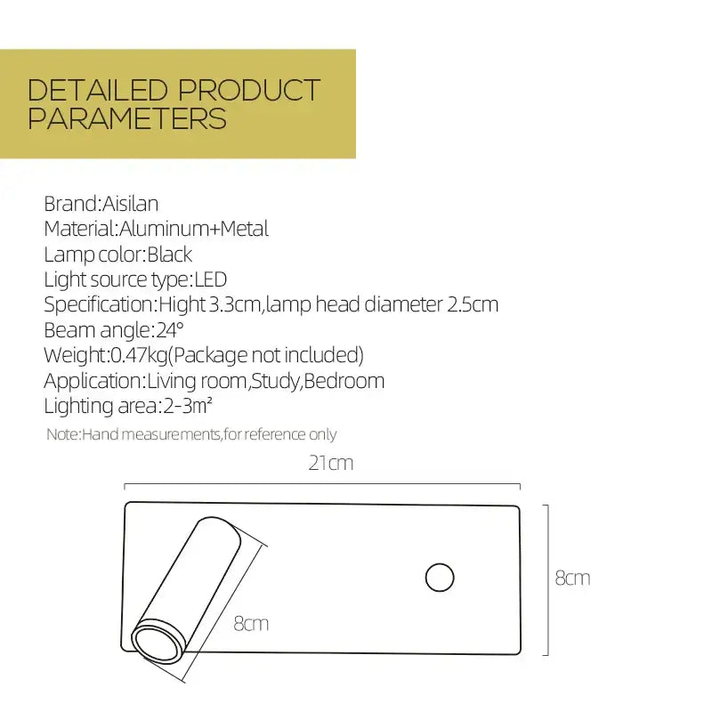 Modern black matte led wall sconce with aluminum and metal construction featuring a cylindrical head and rectangular base