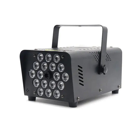 Modern black metal 500w smoke machine with 16 circular rgb led party lights on front panel for events