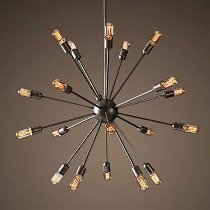 Modern Black Metal Burst Pendant Ceiling Light with Loft Style Design for Living Room