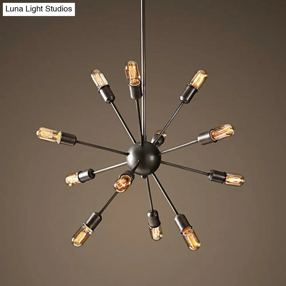 Modern Black Metal Burst Pendant Ceiling Light with Loft Style Design for Living Room