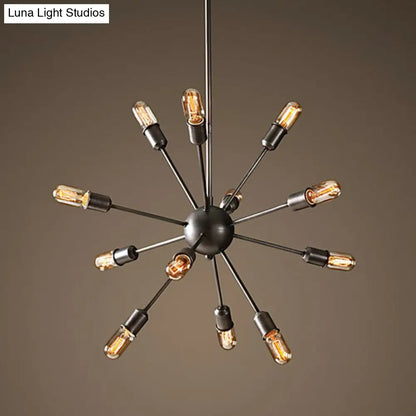 Modern Black Metal Burst Pendant Ceiling Light with Loft Style Design for Living Room