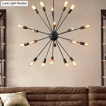 Modern Black Metal Burst Pendant Ceiling Light with Loft Style Design for Living Room