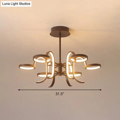 Lámpara de araña moderna de metal negro - Lámpara colgante de brazo curvo 5/6 en luz cálida/blanca