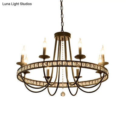 Modern Black Metal Chandelier with Crystal Deco - 6/8 Light Pendant Lamp for Industrial Lighting